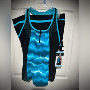 ZeroXposur Racerback Scuba-style 2-piece swim suit set (shorts) Women Size L